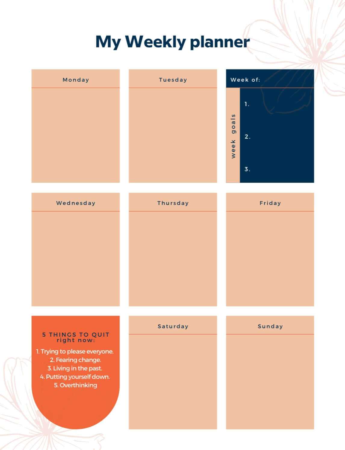 Undated Planner Open Pages Showing Daily Layout