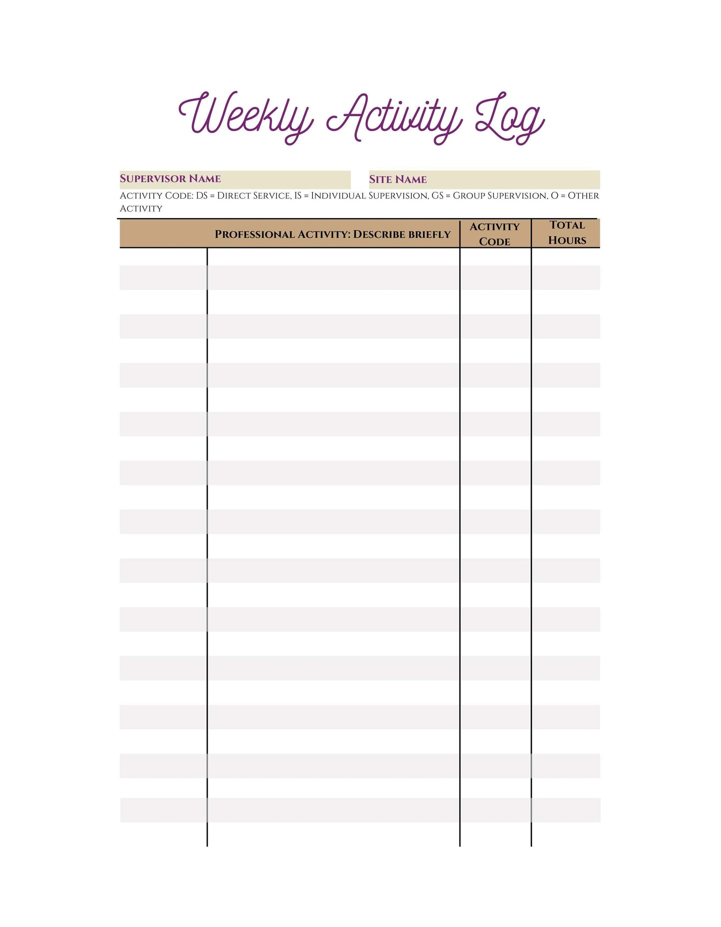 Minimalist Weekly Planner Layout for Work and Study