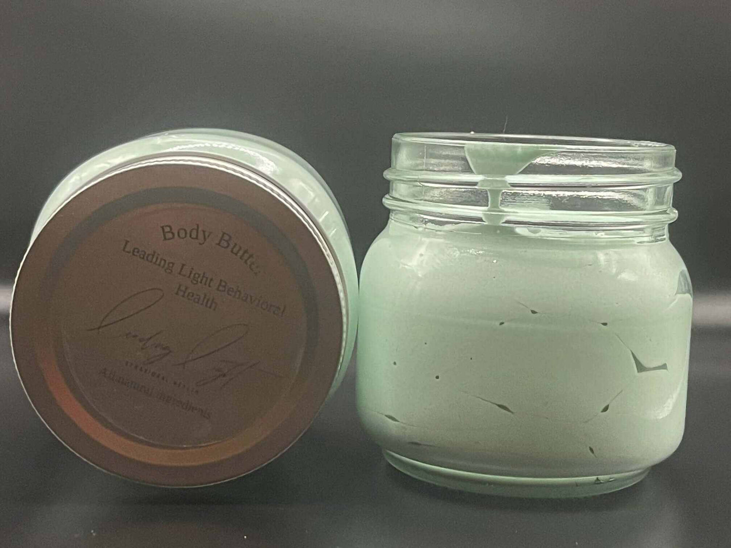 Homemade Body Butter in Glass Jar with Natural Ingredients